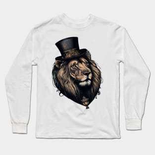 Lion wearing top hat Long Sleeve T-Shirt